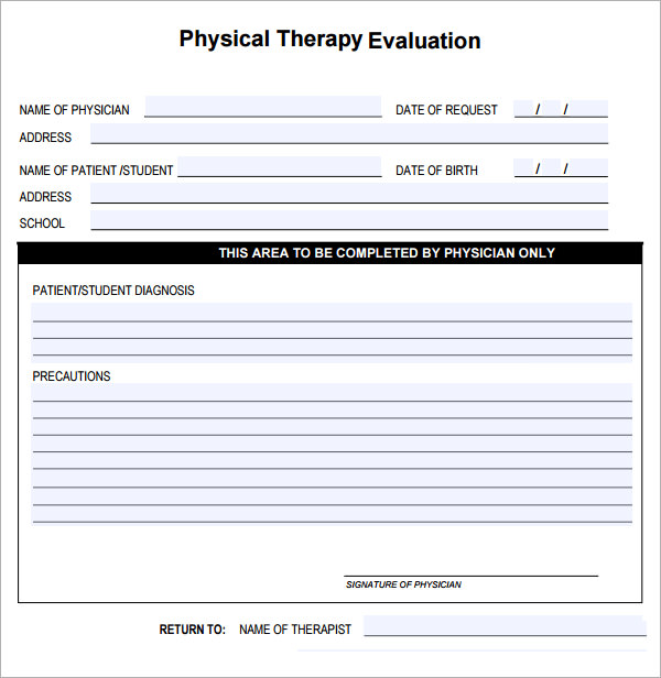 physical therapy evaluation sample