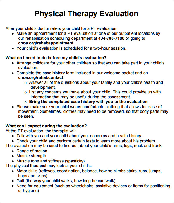 Physical Therapy Evaluation 7 Free Download For Pdf 