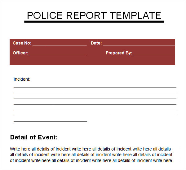 FREE 4+ Sample Police Reports in PDF