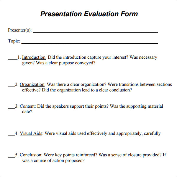 Where can I find a sample of a evaluation form?