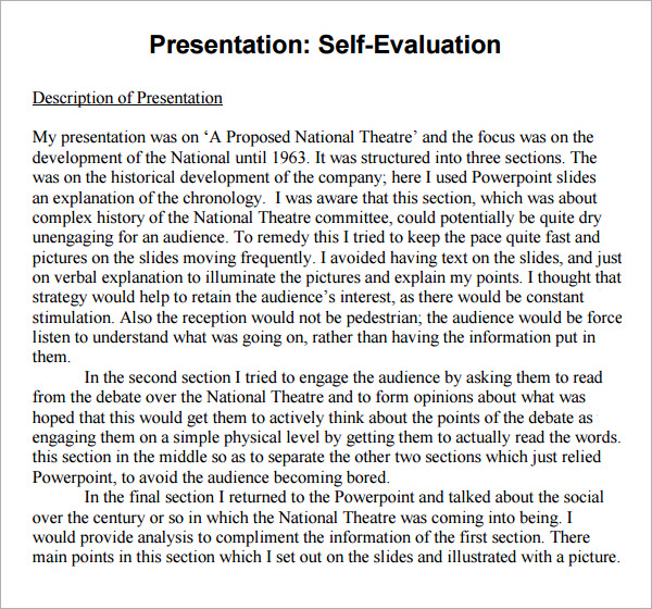 presentation self evaluation