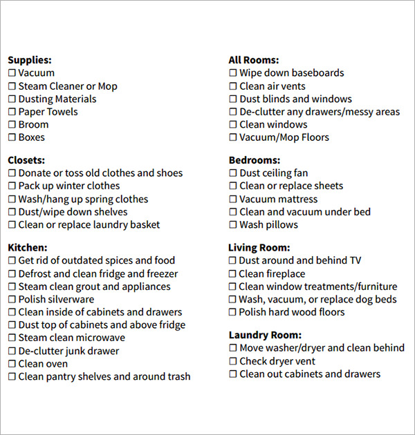 printable spring cleaning checklist 1
