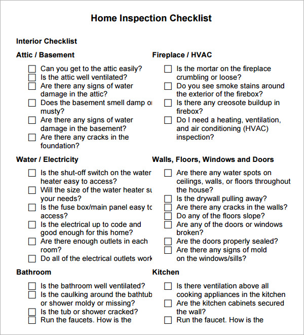 professional home inspection checklist