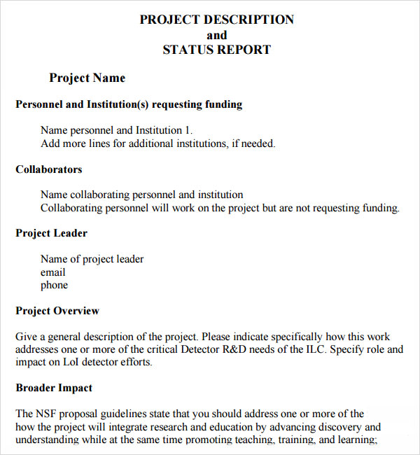 project status report sample