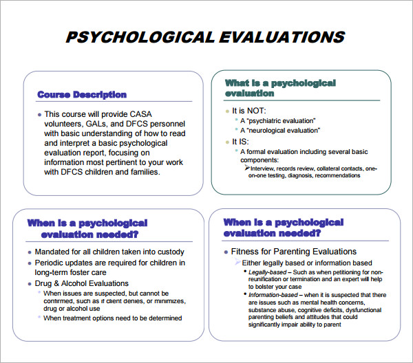 psychological evaluation example
