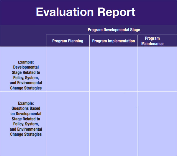 Evaluation Report Template Word