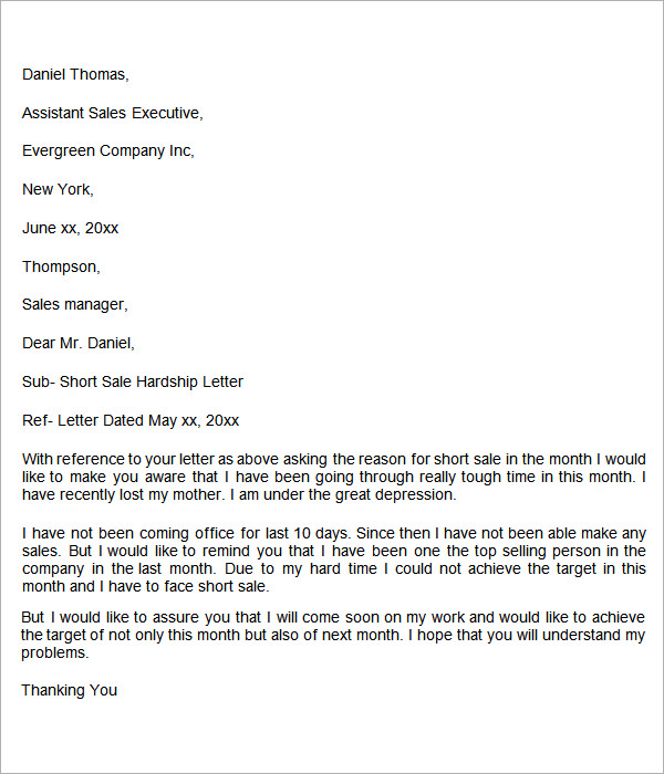 Sample Hardship Letter For Loan Modification