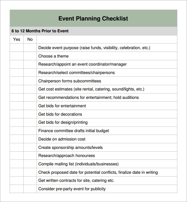 special event planning checklist