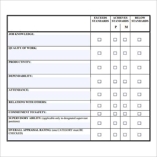 staff evaluation template