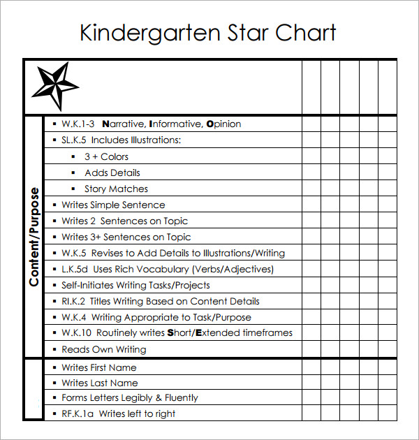 FREE 8+ Sample Star Chart Templates in PDF MS Word