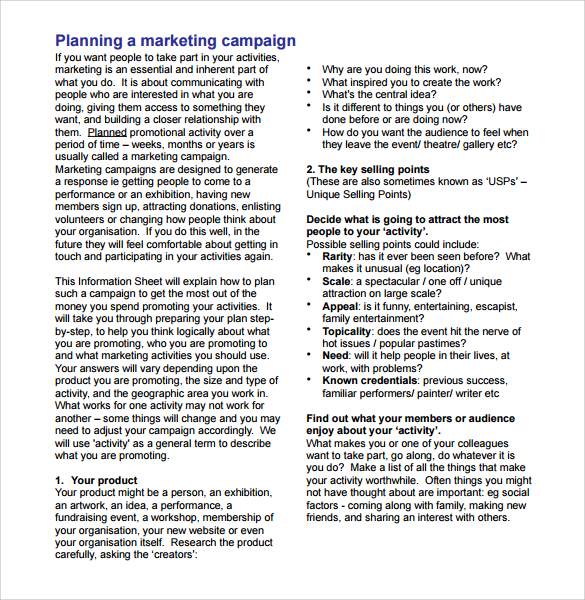 marketing campaign plan template