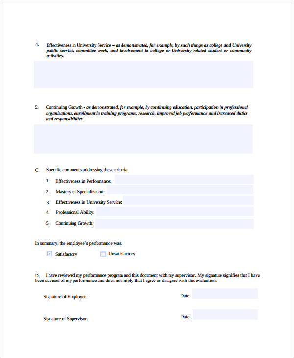 employee evaluation report template