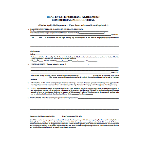 commercial real estate form template