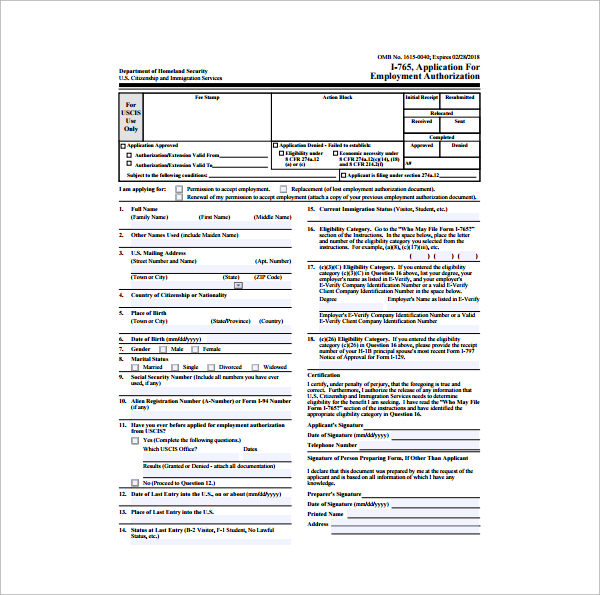 application for employment authorization form template1