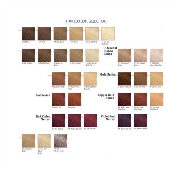 hair color chart to print