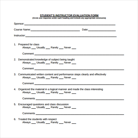 free-7-sample-instructor-evaluation-form-templates-in-pdf