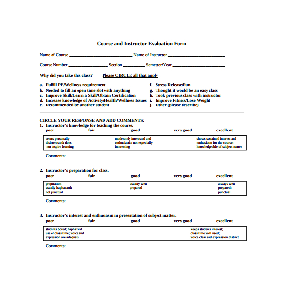 free-7-sample-instructor-evaluation-form-templates-in-pdf