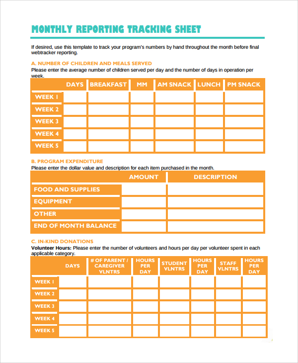 9+ Sample Editable Tracking Sheets Sample Templates