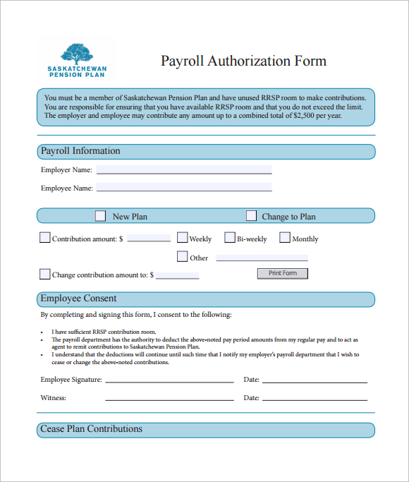 employee payroll authorization form