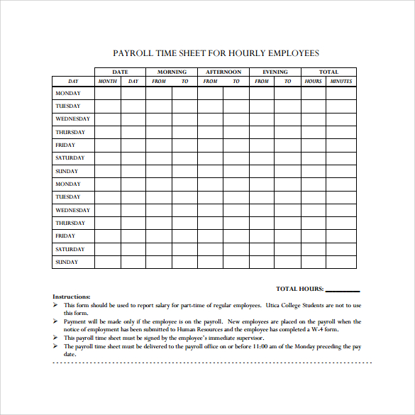 payroll timesheet for hourly employees