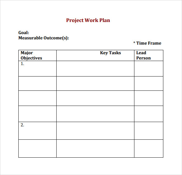 Word Work Plan Template