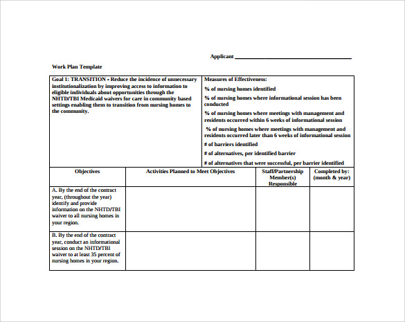 work plan template free download