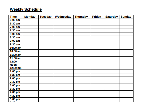 weekly schedule template1
