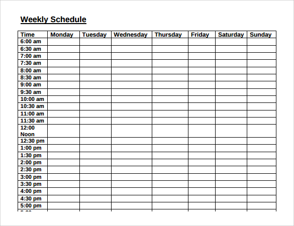 weekly agenda