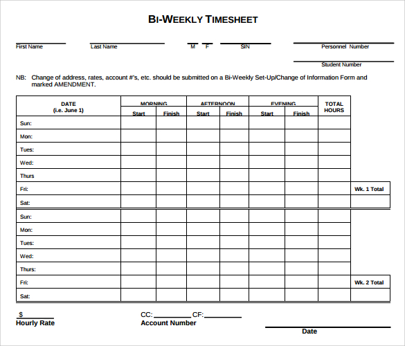 Simple Biweekly Timesheet Template from images.sampletemplates.com