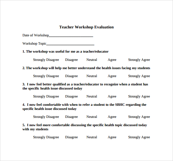 example workshop evaluation form
