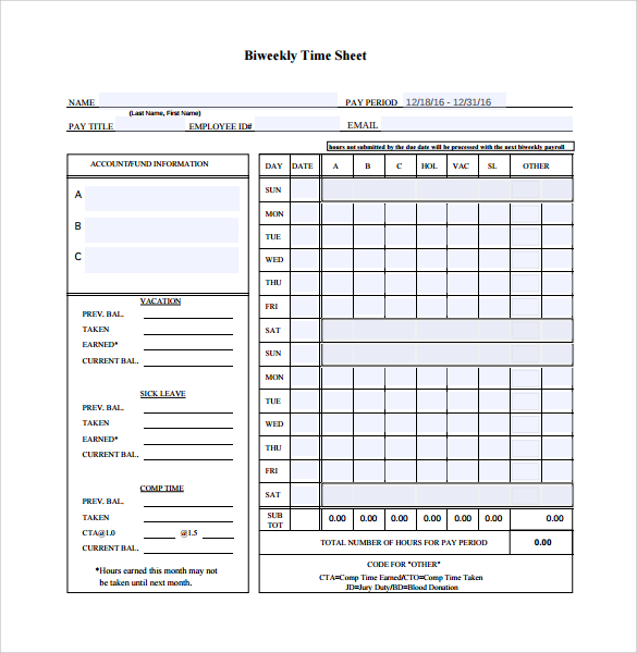 FREE 10 Sample Biweekly Timesheet Templates In Google Docs Google 