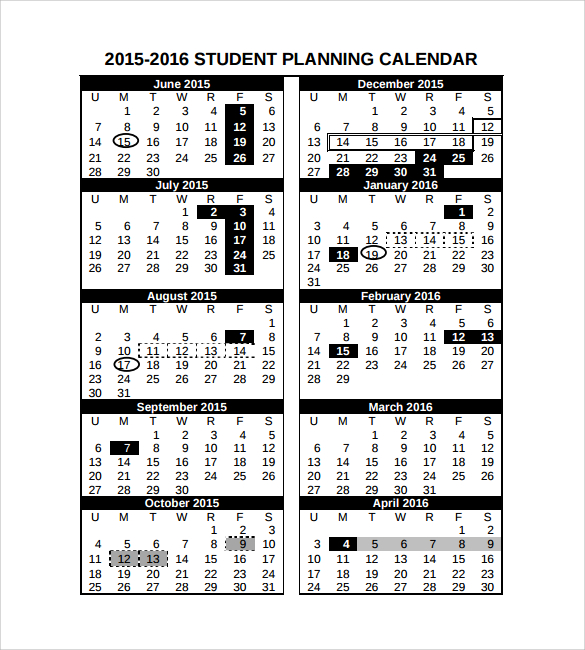 9 Sample Planning Calendar Templates to Download | Sample Templates