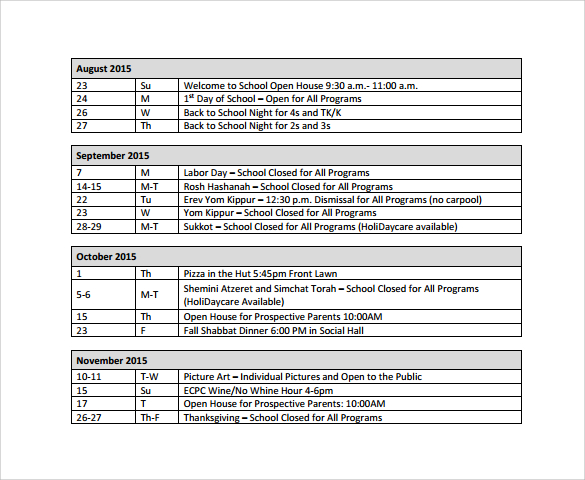 simple preschool calendar template1