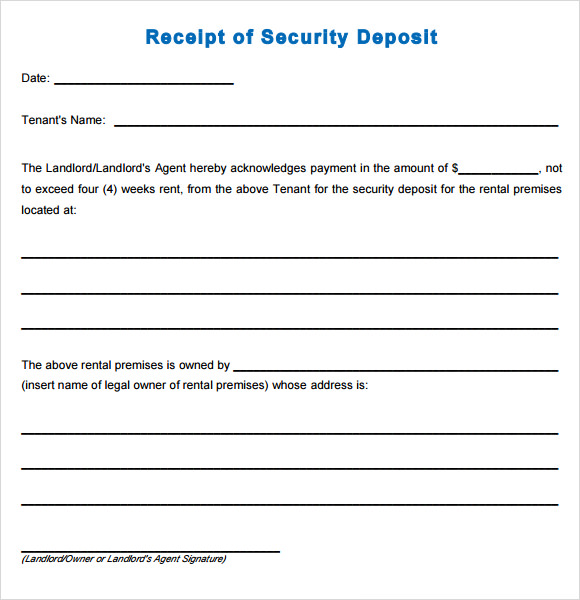 Rental bond form