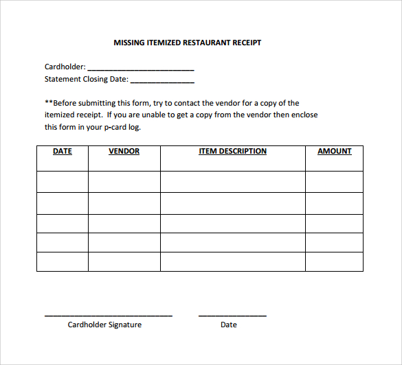 FREE 10 Sample Itemized Receipt Templates In Google Docs Google Sheets Excel MS Word