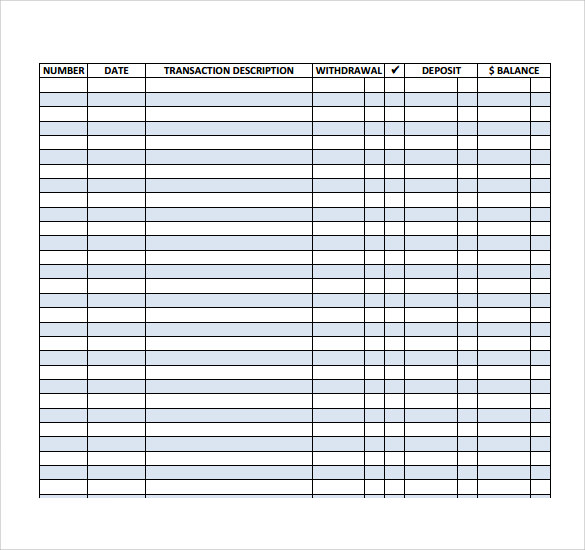 checkbook template check register printable