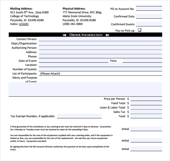 Catering Invoice Template 1 Invoice Template Invoice