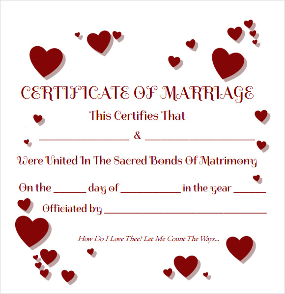 FREE 17  Sample Marriage Certificate Templates in PDF MS Word