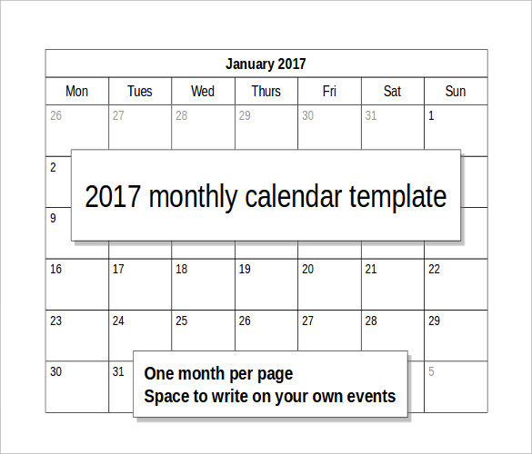 monthly sample power point calendar template