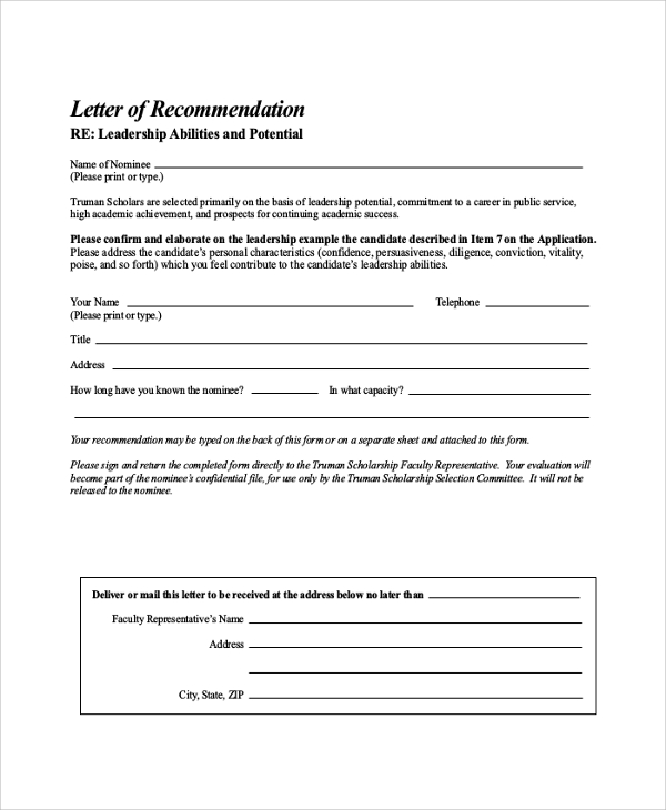 letter of recommendation for scholarship application
