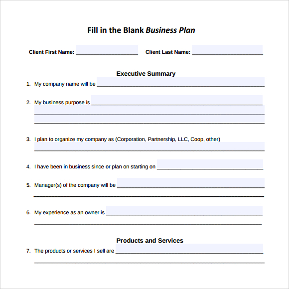 simple business plan template fill in the blanks