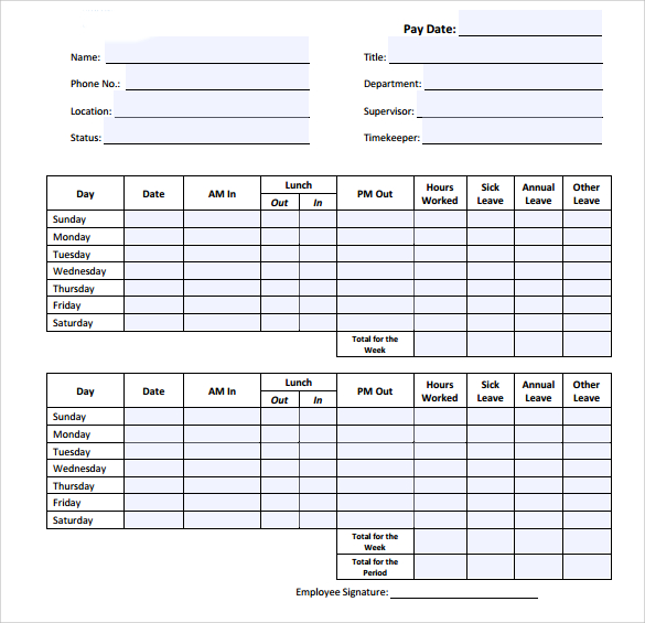 15 Sample Daily Timesheet Templates to Download | Sample Templates