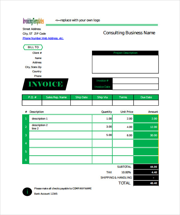 billing invoice template for consulting pdf free download