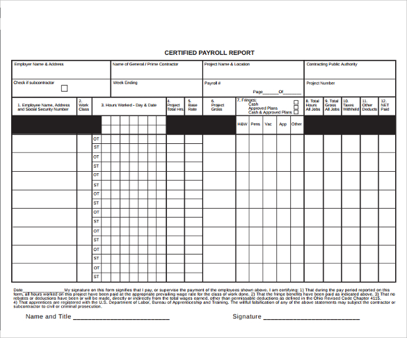 certified payroll form template