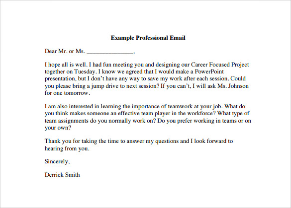 example of professional email template free download