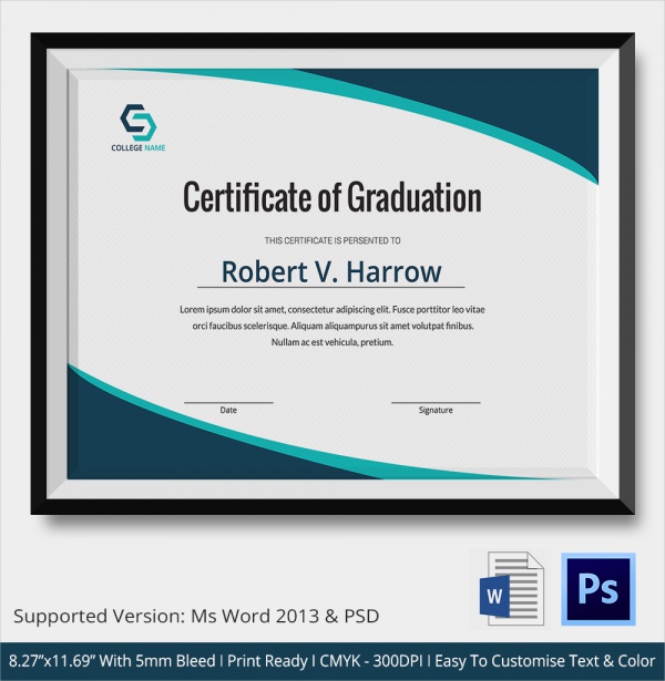 quality format certificate sample InDesign 19 Illustrator FREE   Certificates  in Graduation