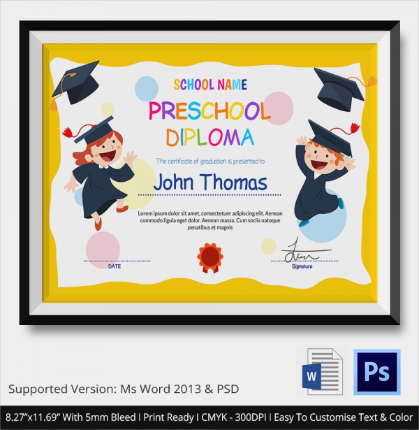 kindergarten graduation certificate template free download