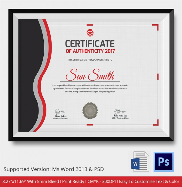 26+ Certificate of Authenticity Templates in AI, InDesign