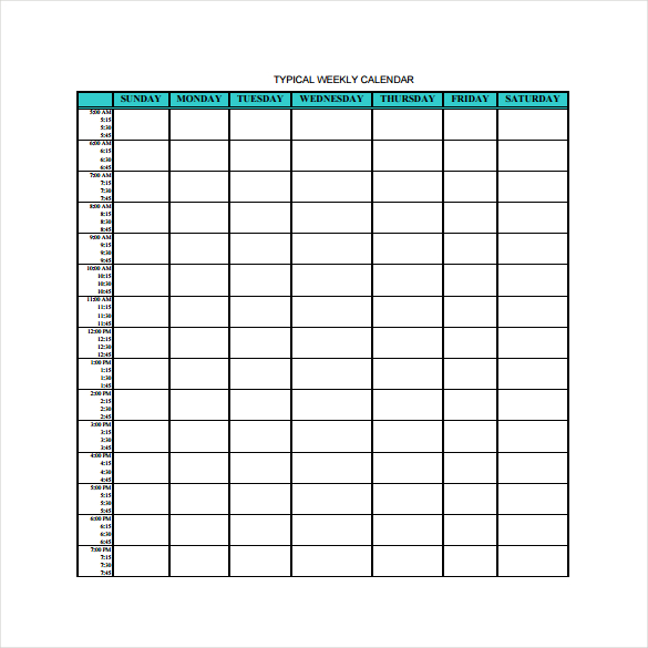 17  Sample Weekly Calendars Sample Templates