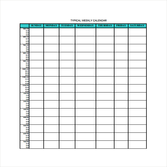 FREE 20 Sample Weekly Calendar Templates In Google Docs Google